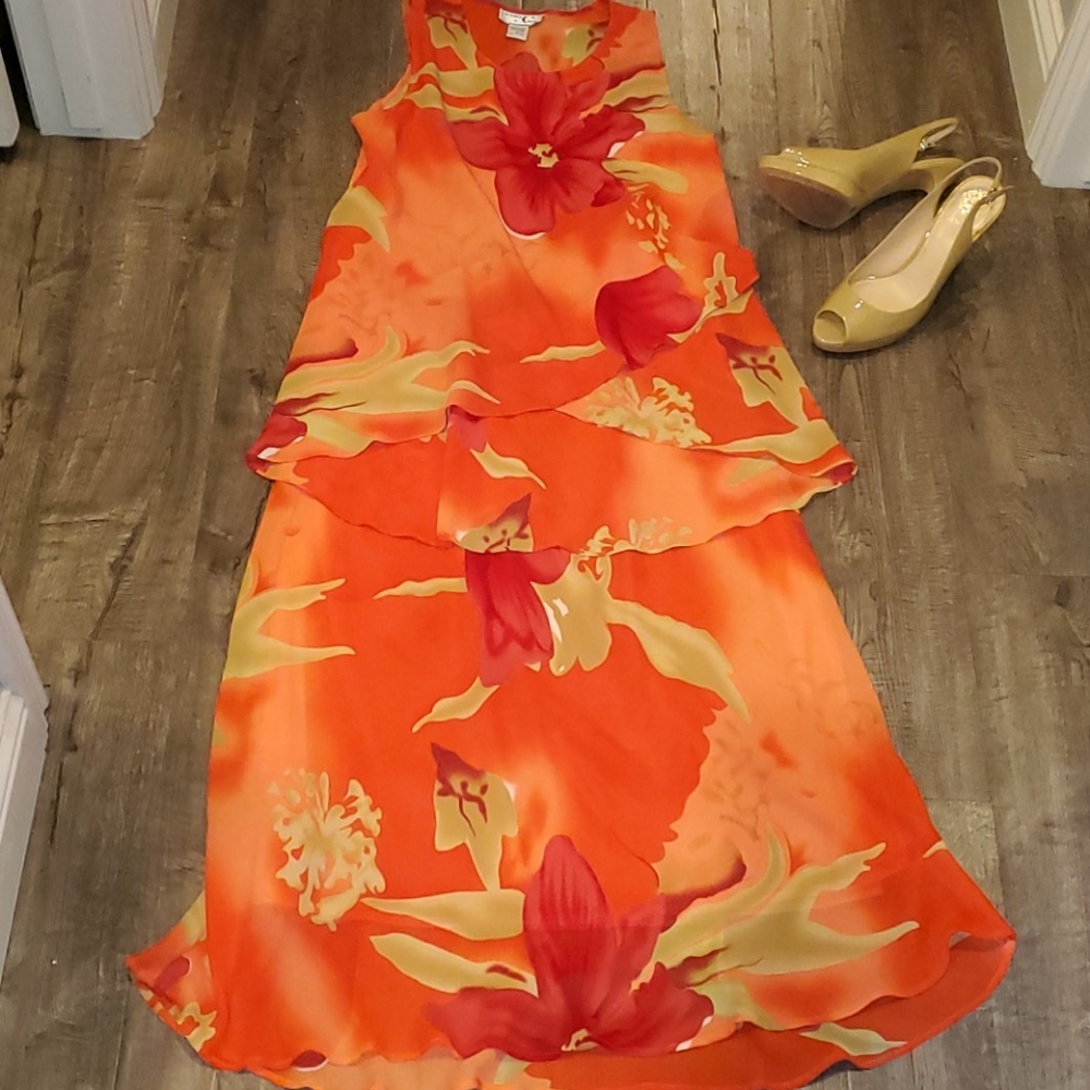 Hawaiian Print Flowy Skirt Set